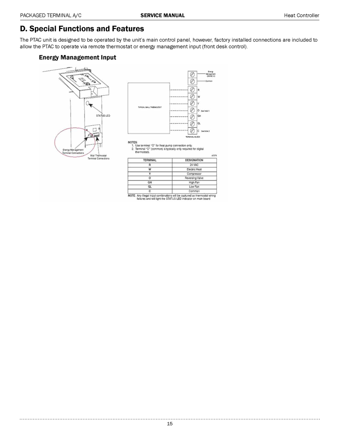 Heat Controller EKTH12-1G, EKTH15-1G, EKTH09-1G, EKTH12-2G, EKTH09-2G Special Functions and Features, Energy Management Input 