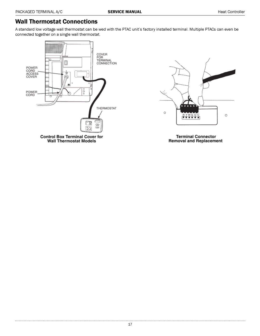 Heat Controller EKTH12-2G, EKTH15-1G, EKTH12-1G, EKTH09-1G, EKTH09-2G, EKTC15-2G, EKTH07-1G Wall Thermostat Connections 