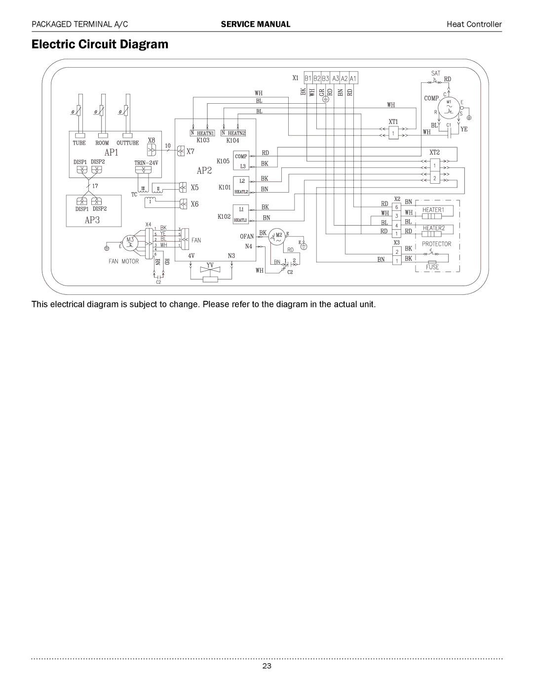 Heat Controller EKTH07-2G, EKTH15-1G, EKTH12-1G, EKTH09-1G, EKTH12-2G, EKTH09-2G, EKTC15-2G, EKTH07-1G Electric Circuit Diagram 