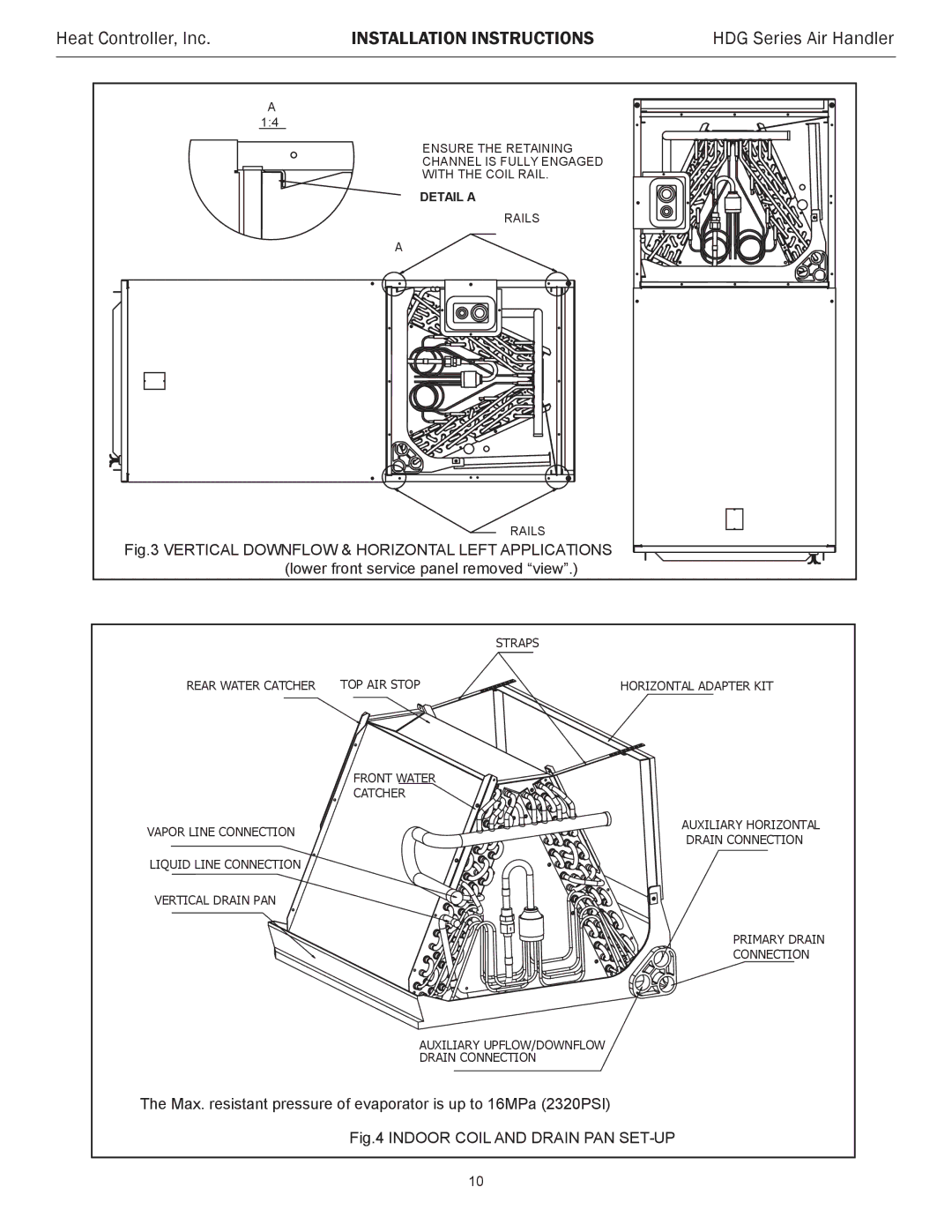 Heat Controller HDG42, HDG48, HDG60, HDG30, HDG24, HDG36 installation instructions Indoor Coil and Drain PAN SET-UP 