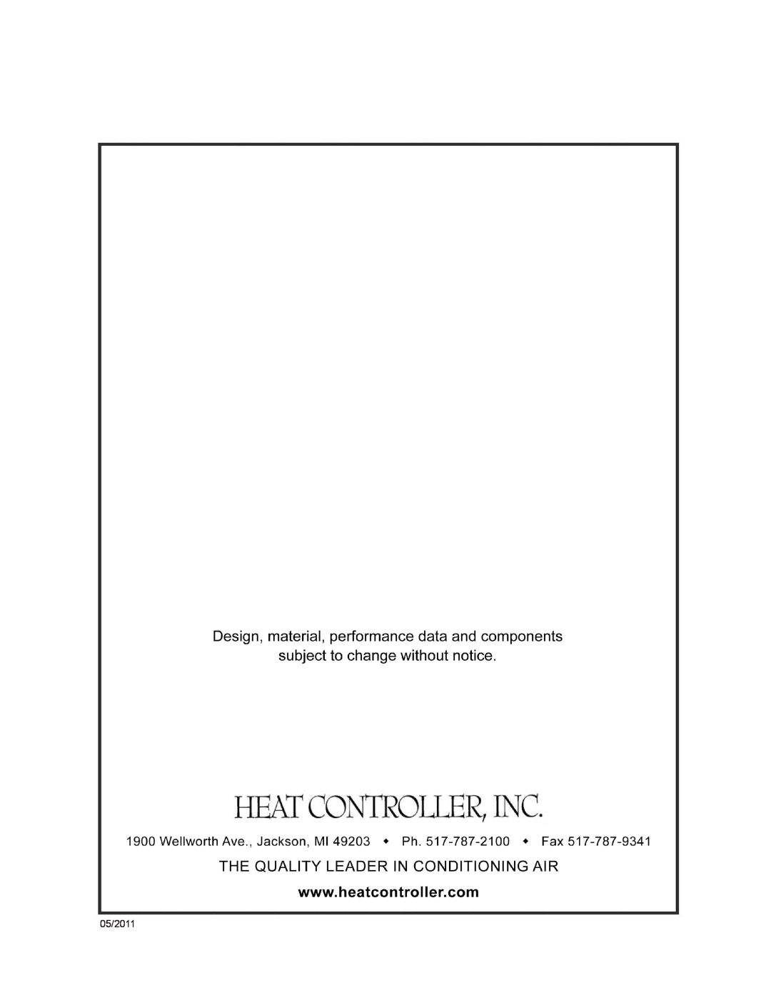 Heat Controller HDG48, HDG60, HDG30, HDG24, HDG42, HDG36 installation instructions 05/2011 