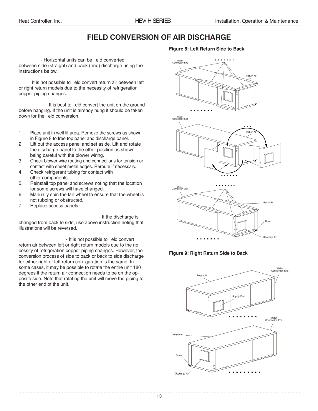 Heat Controller HEV/H manual Field Conversion of AIR Discharge, Field Conversion of Air Discharge 