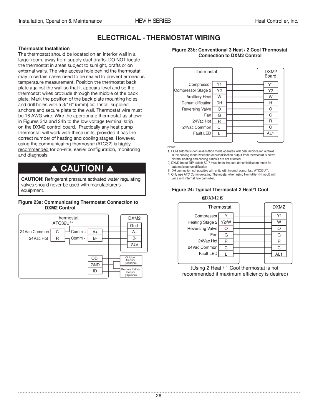 Heat Controller HEV/H manual Electrical Thermostat Wiring, Thermostat Installation 