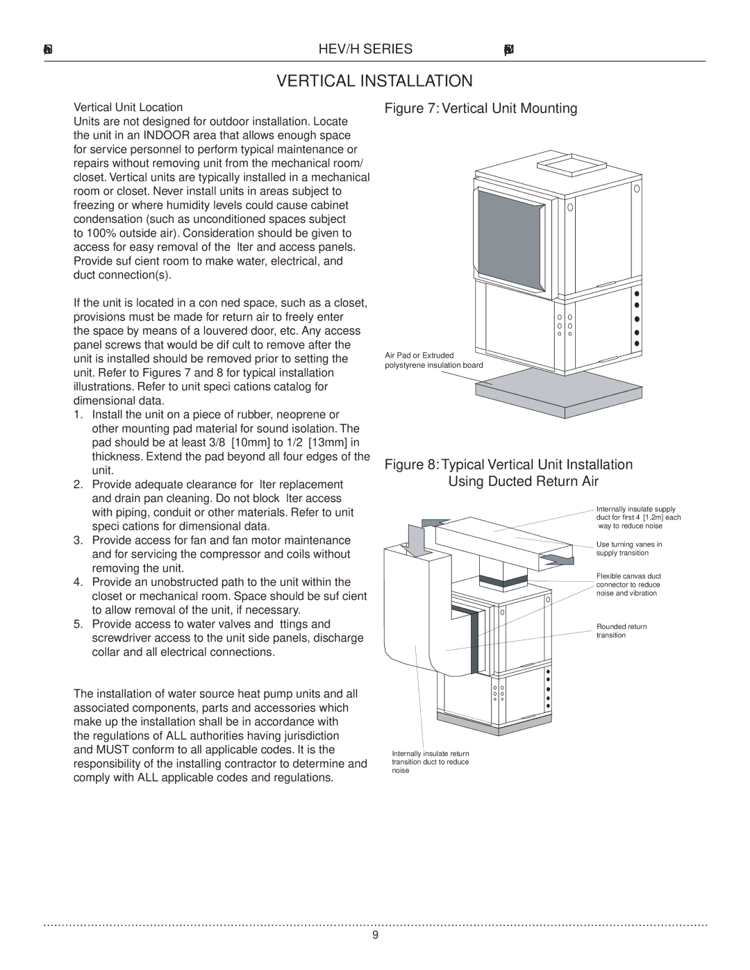 Heat Controller HEV/H manual Vertical Installation, Vertical Unit Location 