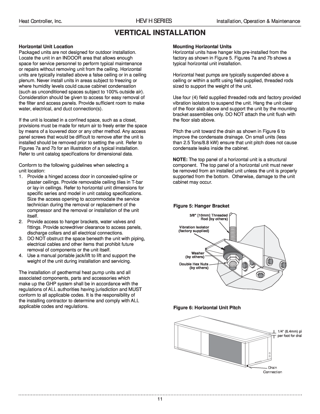 Heat Controller HEV/H Vertical Installation, Hev/H Series, Heat Controller, Inc, Installation, Operation & Maintenance 