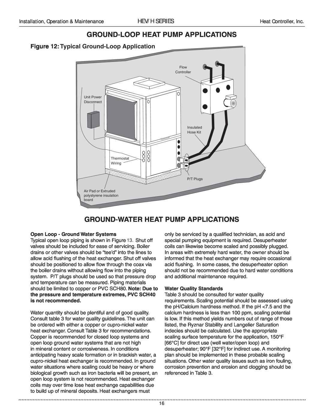 Heat Controller HEV/H manual Ground-Waterheat Pump Applications, Ground-Loopheat Pump Applications, Hev/H Series 