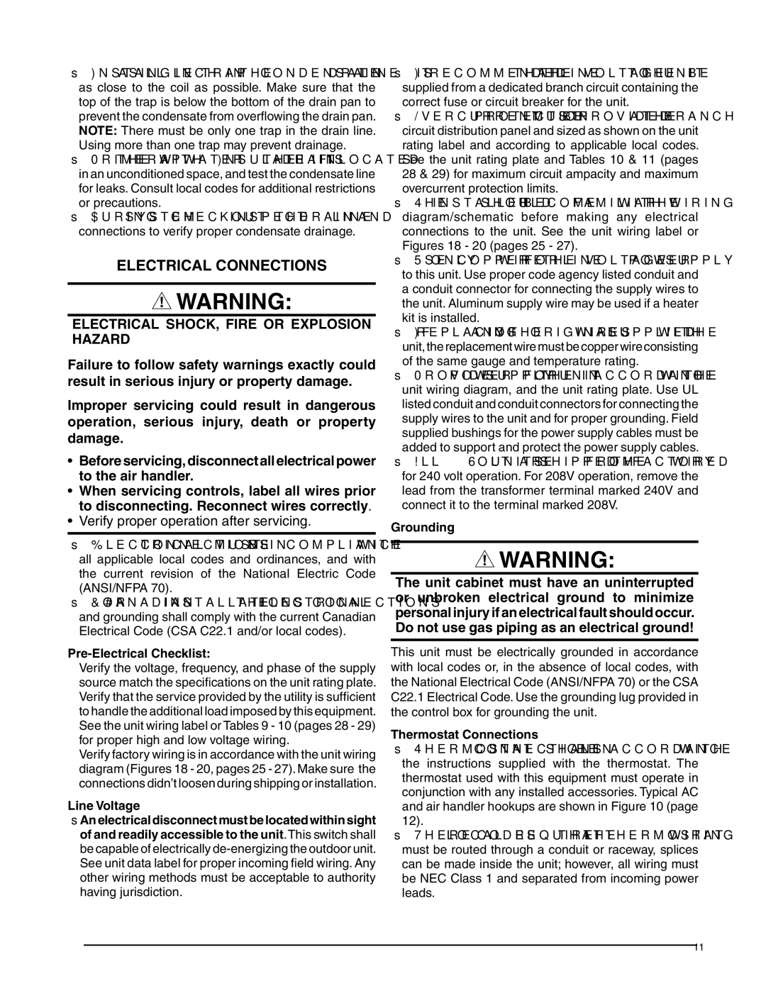 Heat Controller HCG**V1E, HMG**X1E, HMG**F1E Electrical connections, Pre-Electrical Checklist, Thermostat Connections 