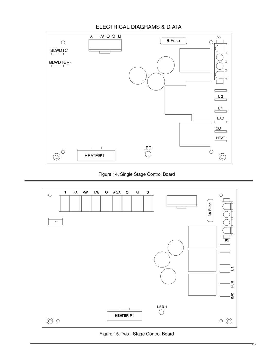 Heat Controller HCG**V1E, HMG**X1E, HMG**F1E installation instructions Electrical diagrams & Data, Single Stage Control Board 