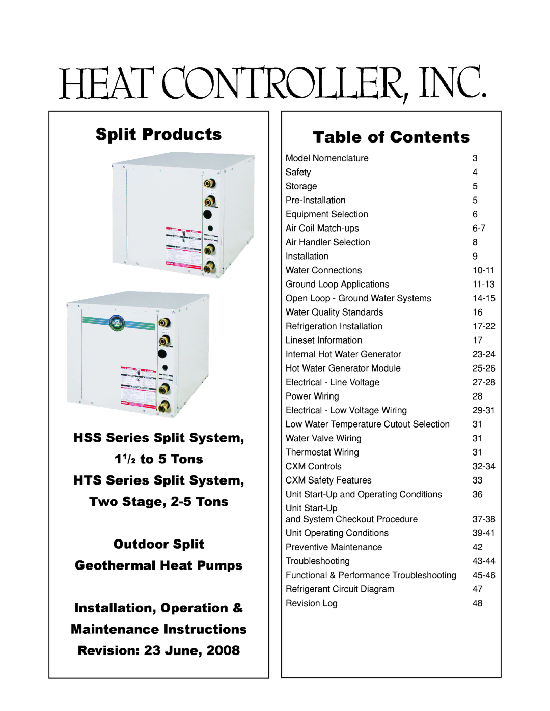 Heat Controller HSS, HTS SERIES SPLIT SYSTEM manual Split Products 