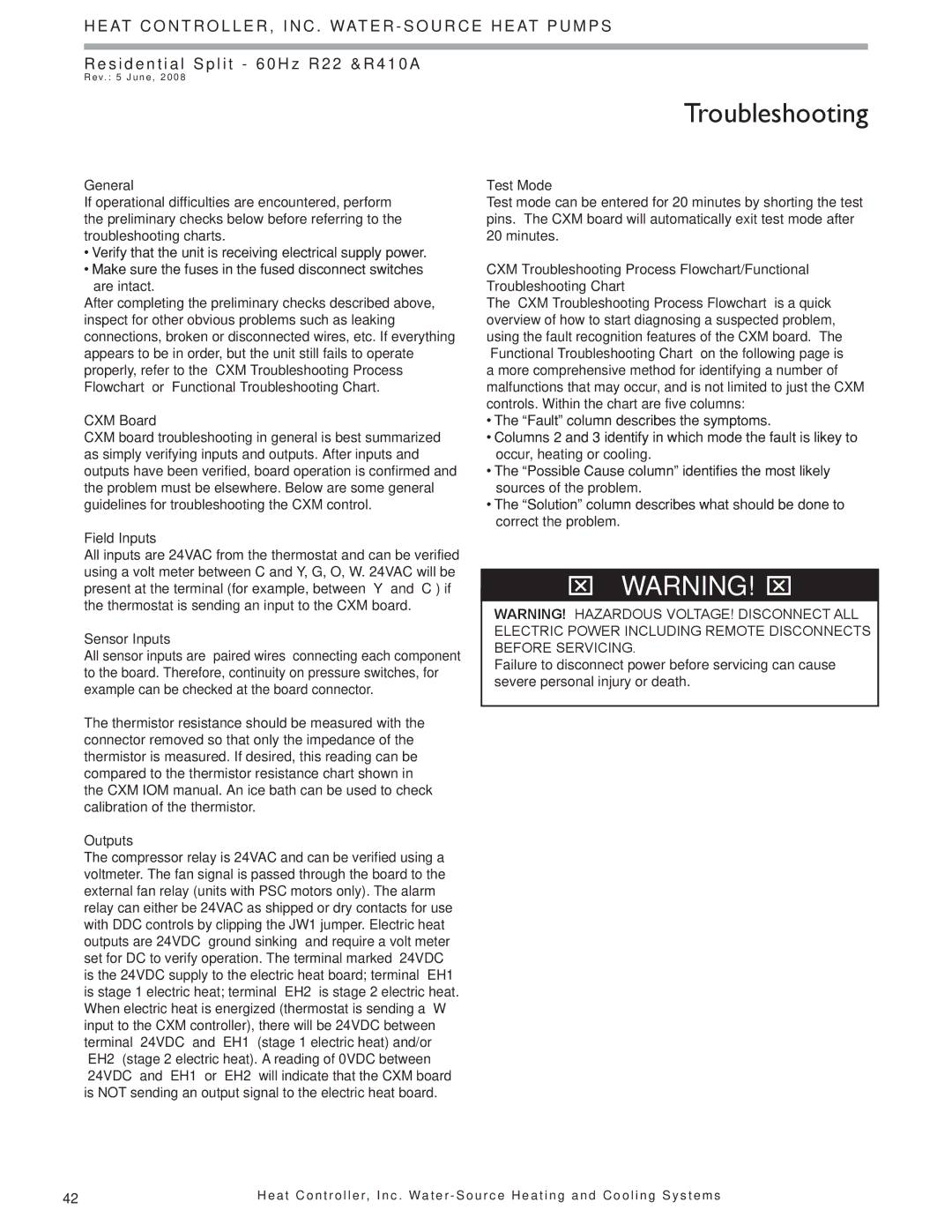 Heat Controller HTS SERIES SPLIT SYSTEM, HSS manual Troubleshooting 