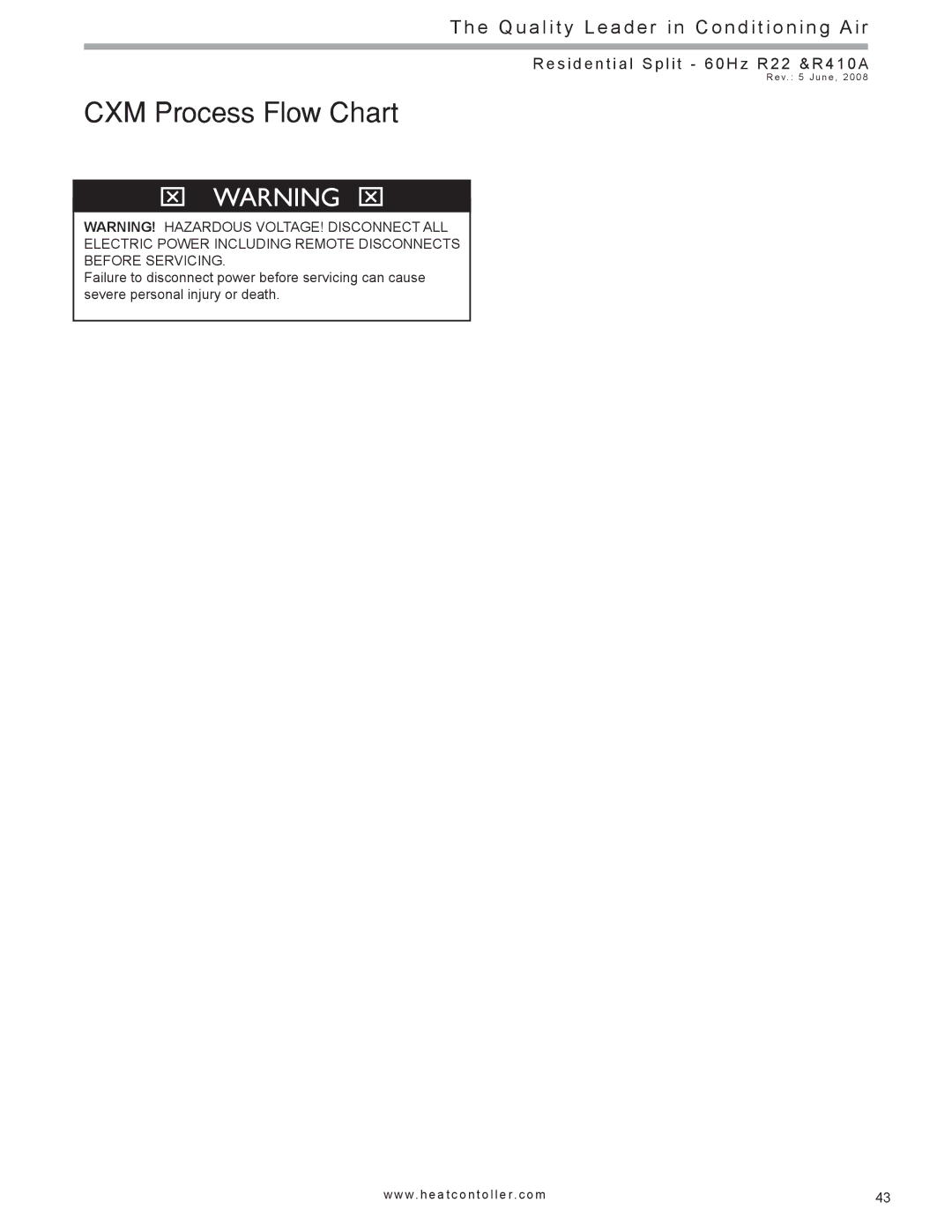 Heat Controller HSS, HTS SERIES SPLIT SYSTEM manual CXM Process Flow Chart 