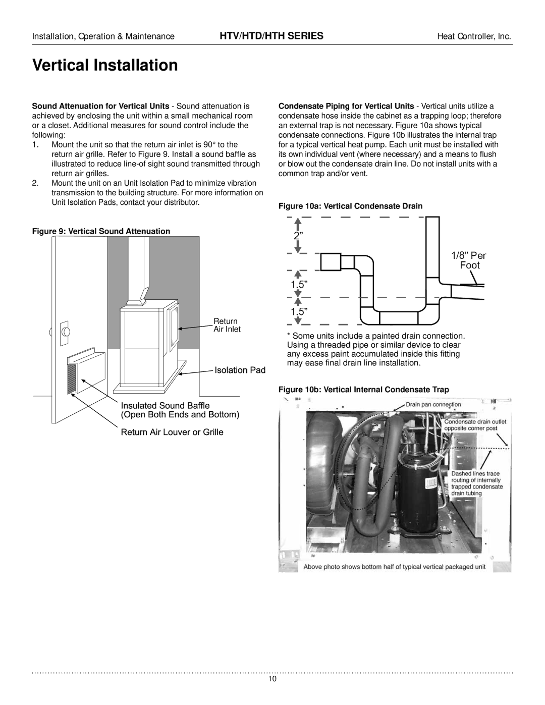 Heat Controller HTH, HTV, HTD manual Return, Air Inlet, Some units include a painted drain connection 