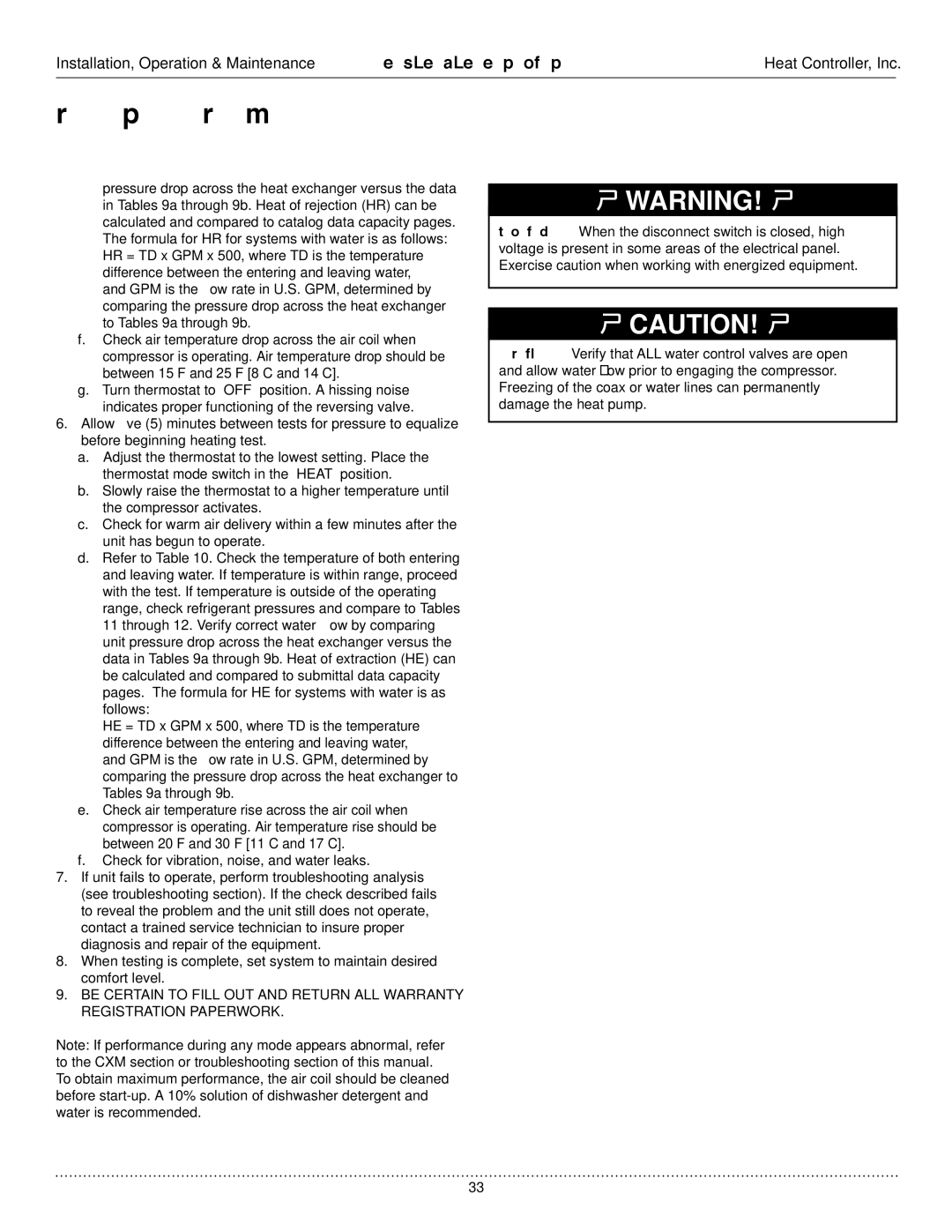 Heat Controller HTV, HTH, HTD manual Unit Start-Up Procedure 