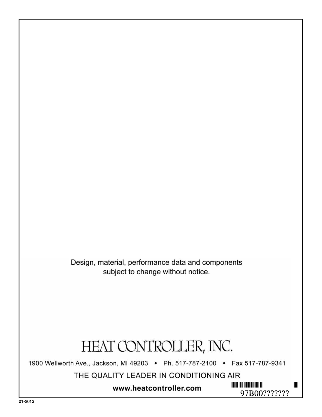 Heat Controller HTV, HTH, HTD manual 97B00??????? 