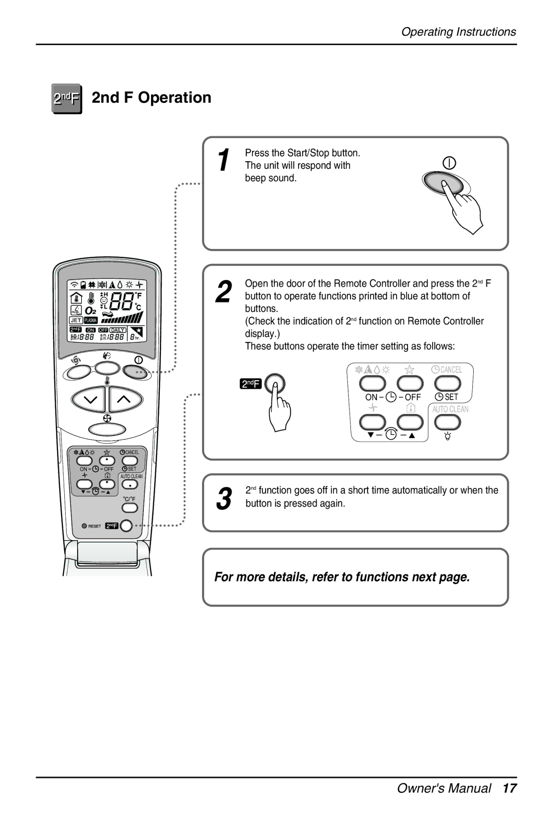 Heat Controller MMH36TA-1, MMC18DA-1, MMC24DA-1, MMC36TA-1, MMH24DA-1 manual 2nd F Operation 