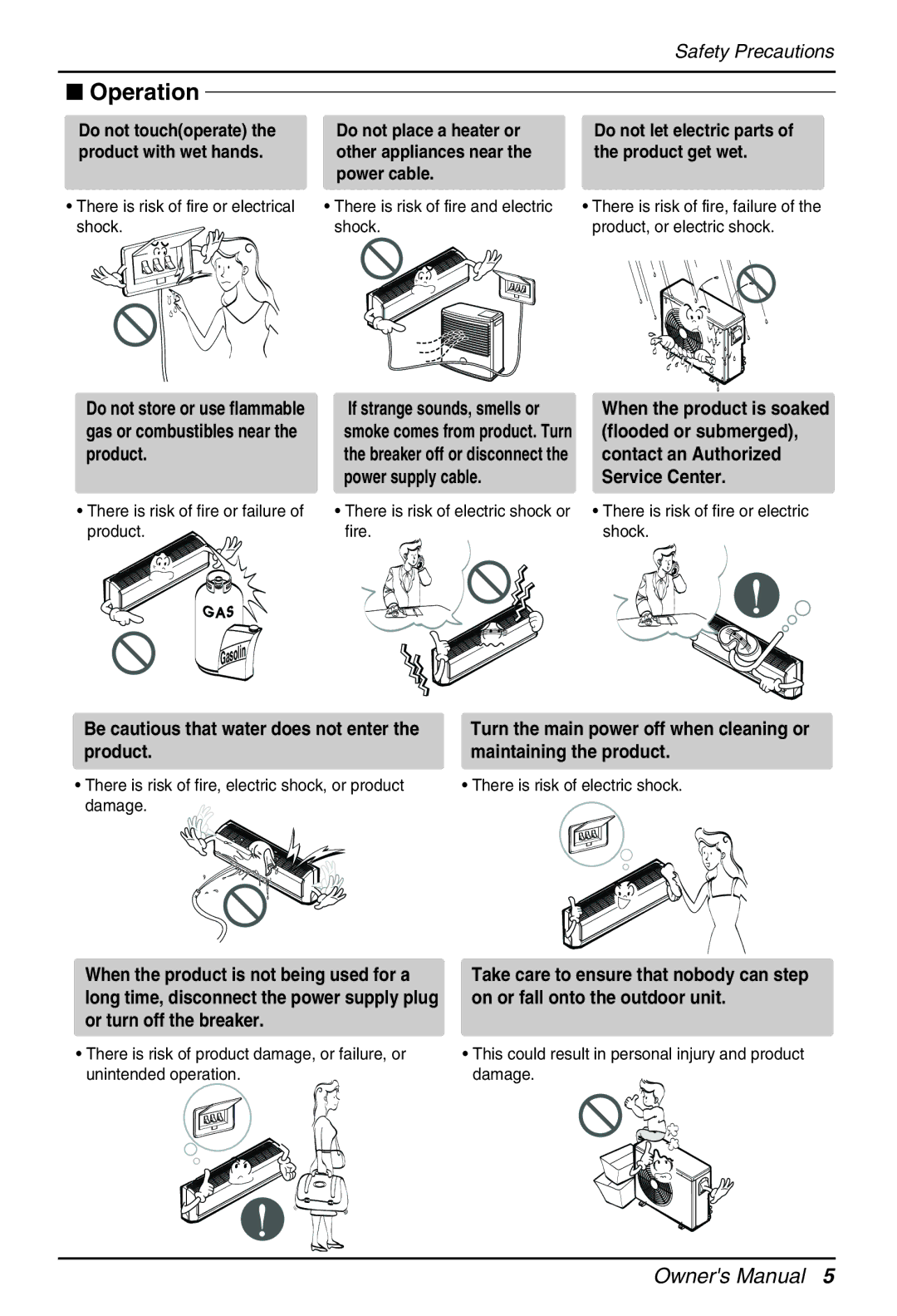 Heat Controller MMC18DA-1, MMC24DA-1 manual Flooded or submerged, Contact an Authorized, Power supply cable Service Center 