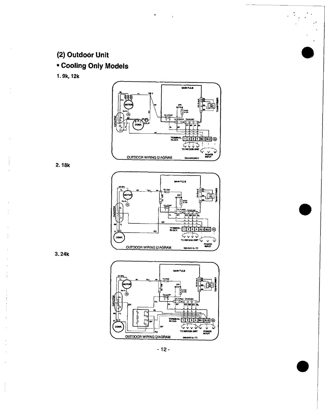 Heat Controller MSS-024B/A, MSH-0186/A, MSS-018B/A, MSH-01 2B/A Outdoor Unit Cooling Only Models, 9k, 12k, 18k 24k, LO.a 