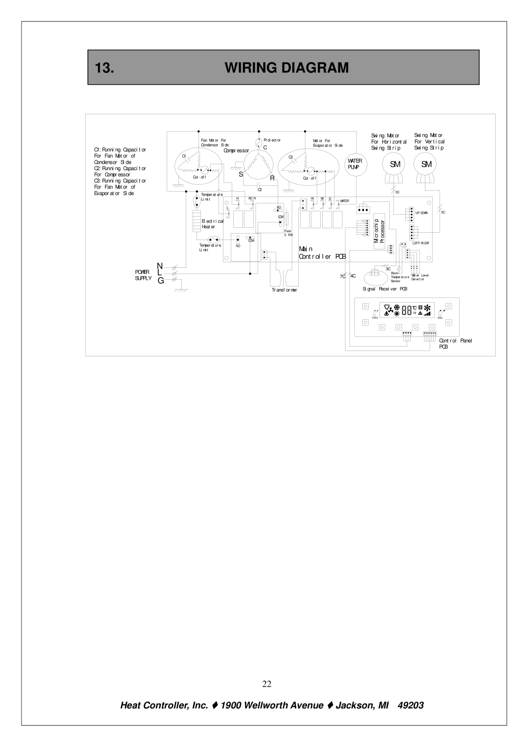 Heat Controller PE-91A PE-121A owner manual Wiring Diagram, Power Supply 