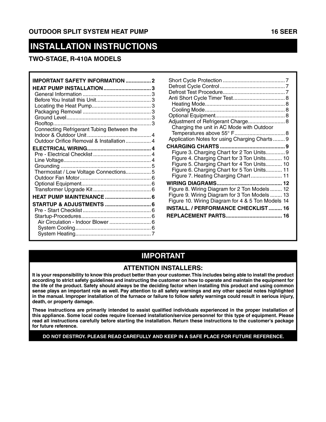 Heat Controller installation instructions Outdoor Split System Heat Pump, TWO-STAGE, R-410A Models 