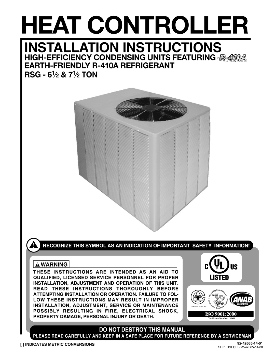 Heat Controller R-410A installation instructions Heatcontroller 