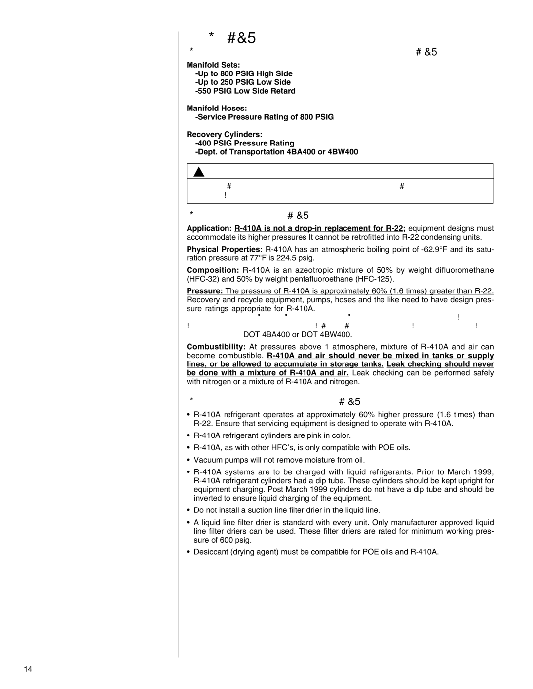 Heat Controller XVI. R-410A Refrigerant, Specification of R-410A, Quick Reference Guide for R-410A 