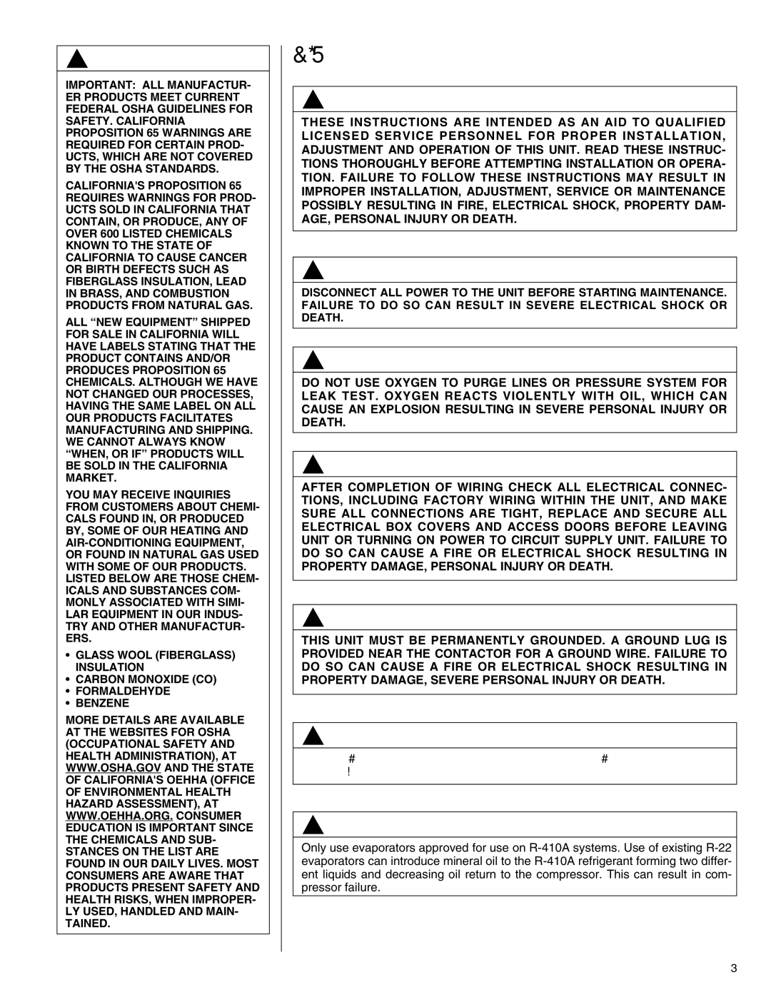 Heat Controller R-410A installation instructions Safety Information 