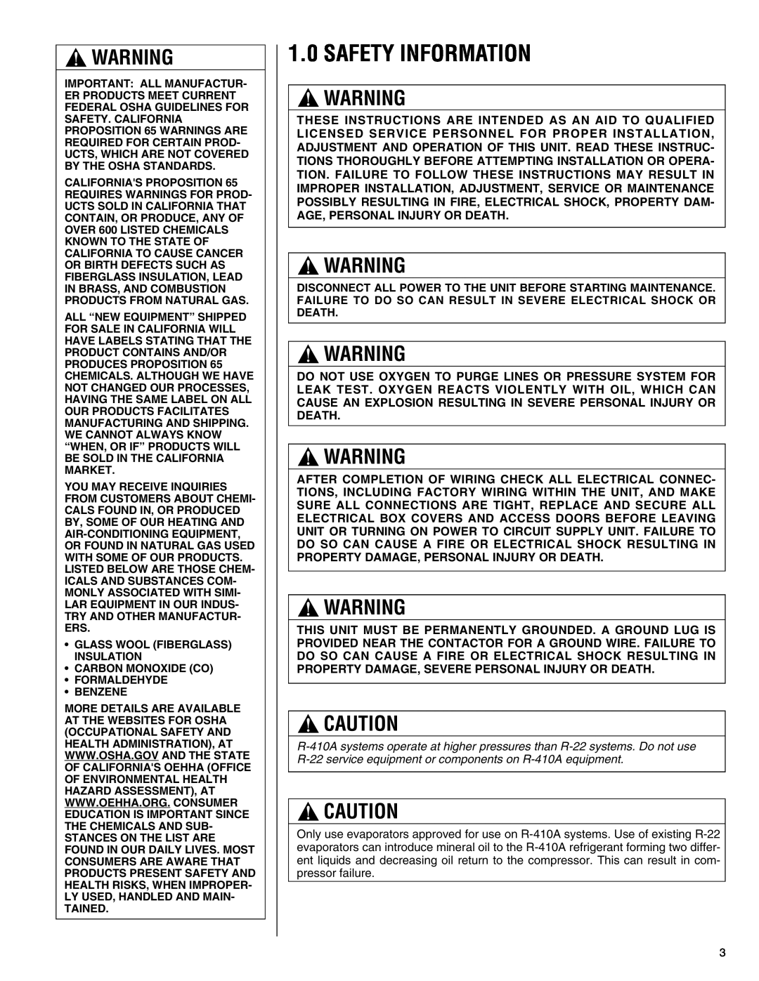 Heat Controller R-410A installation instructions Safety Information 