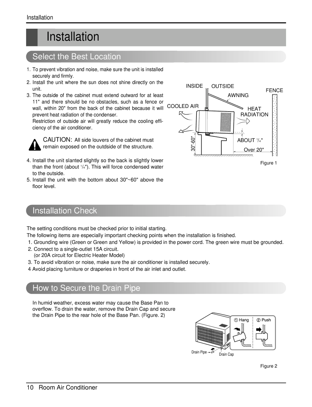 Heat Controller RAD-81A, RAD-101A, RADS-81B Select the Best Location, Installation Check, How to Secure the Drain Pipe 