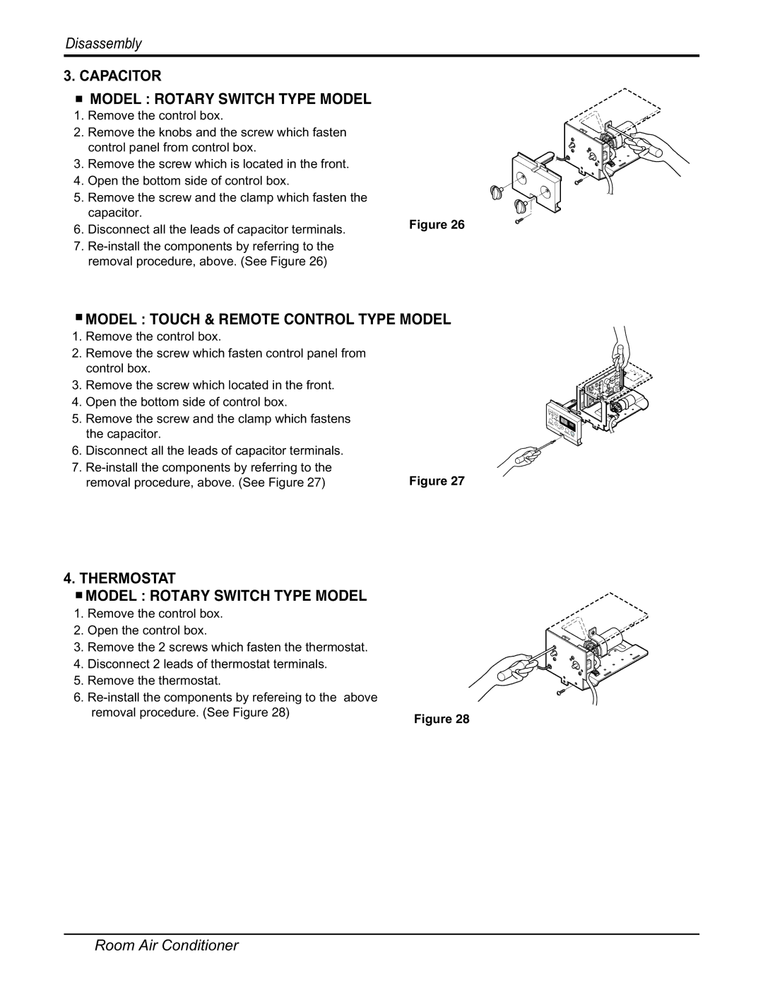 Heat Controller RADS-81B, RAD-101A manual Capacitor Model Rotary Switch Type Model, Model Touch & Remote Control Type Model 