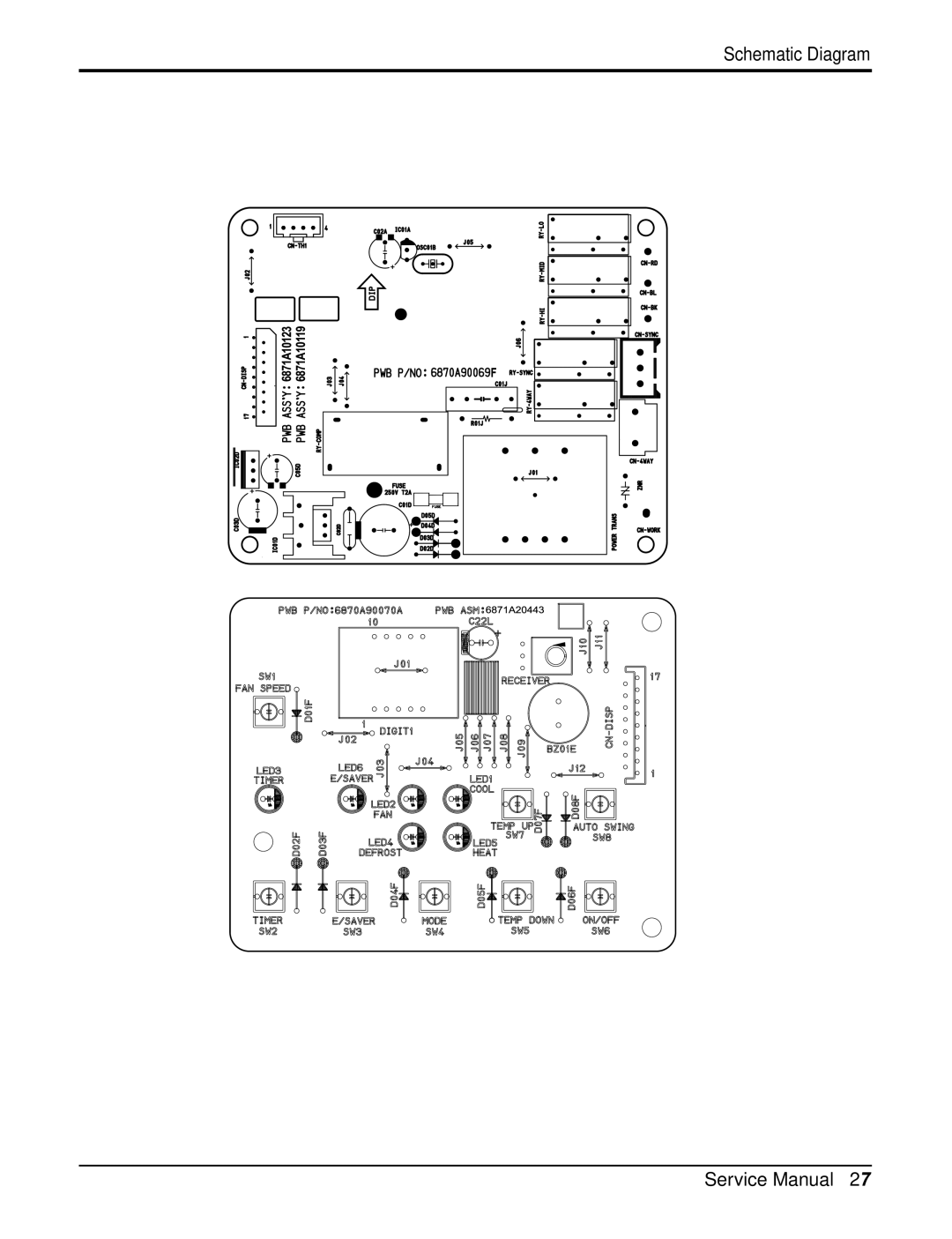 Heat Controller RAD-101A, RAD-81A, RADS-81B manual Components LocationFor Main P.W.B ASM 