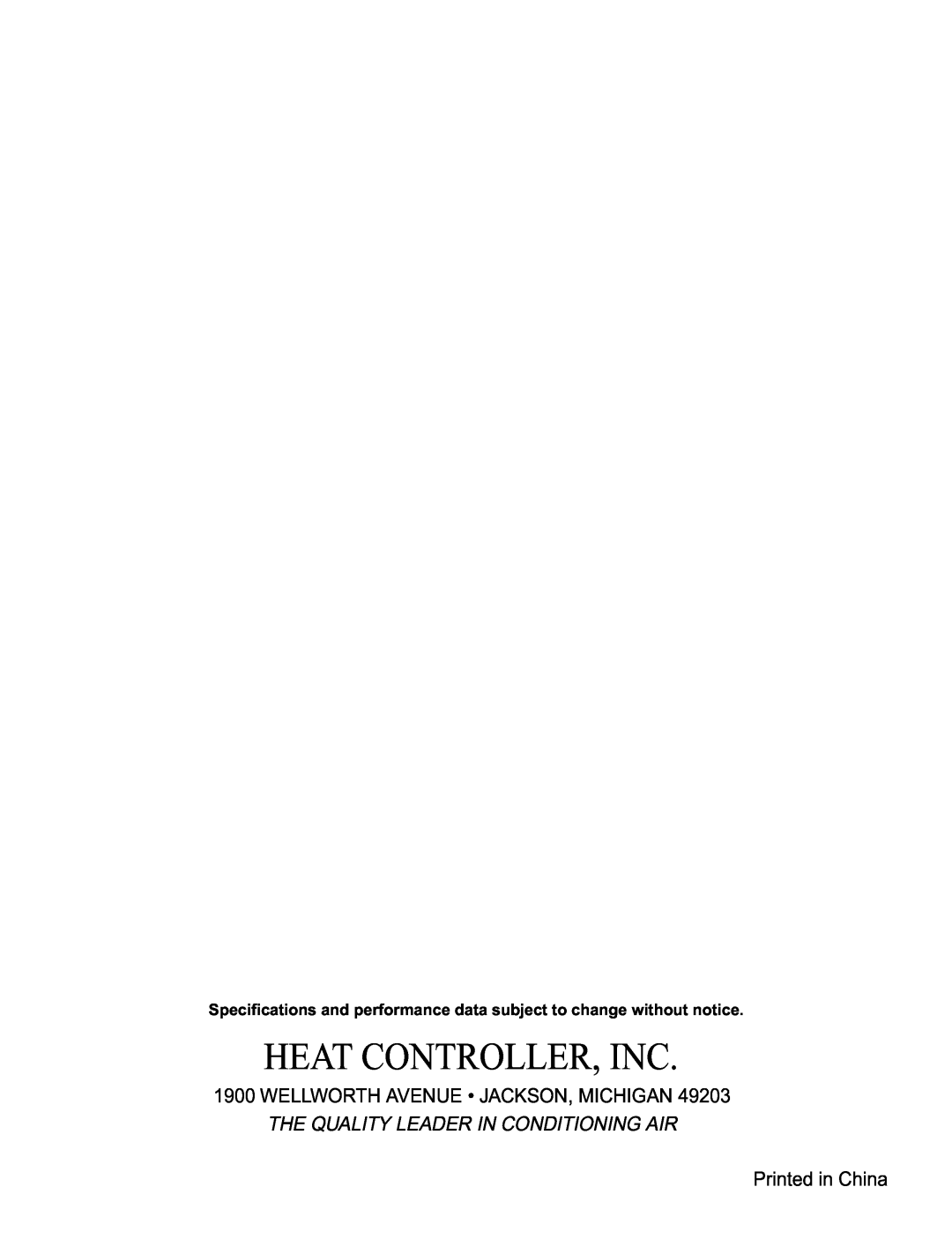 Heat Controller RAD-101A, RAD-81A manual +$7&21752//5,1&,  // 257+$918‡-$&.6210,&+,*$1, 3ULQWHGLQ&KLQD 