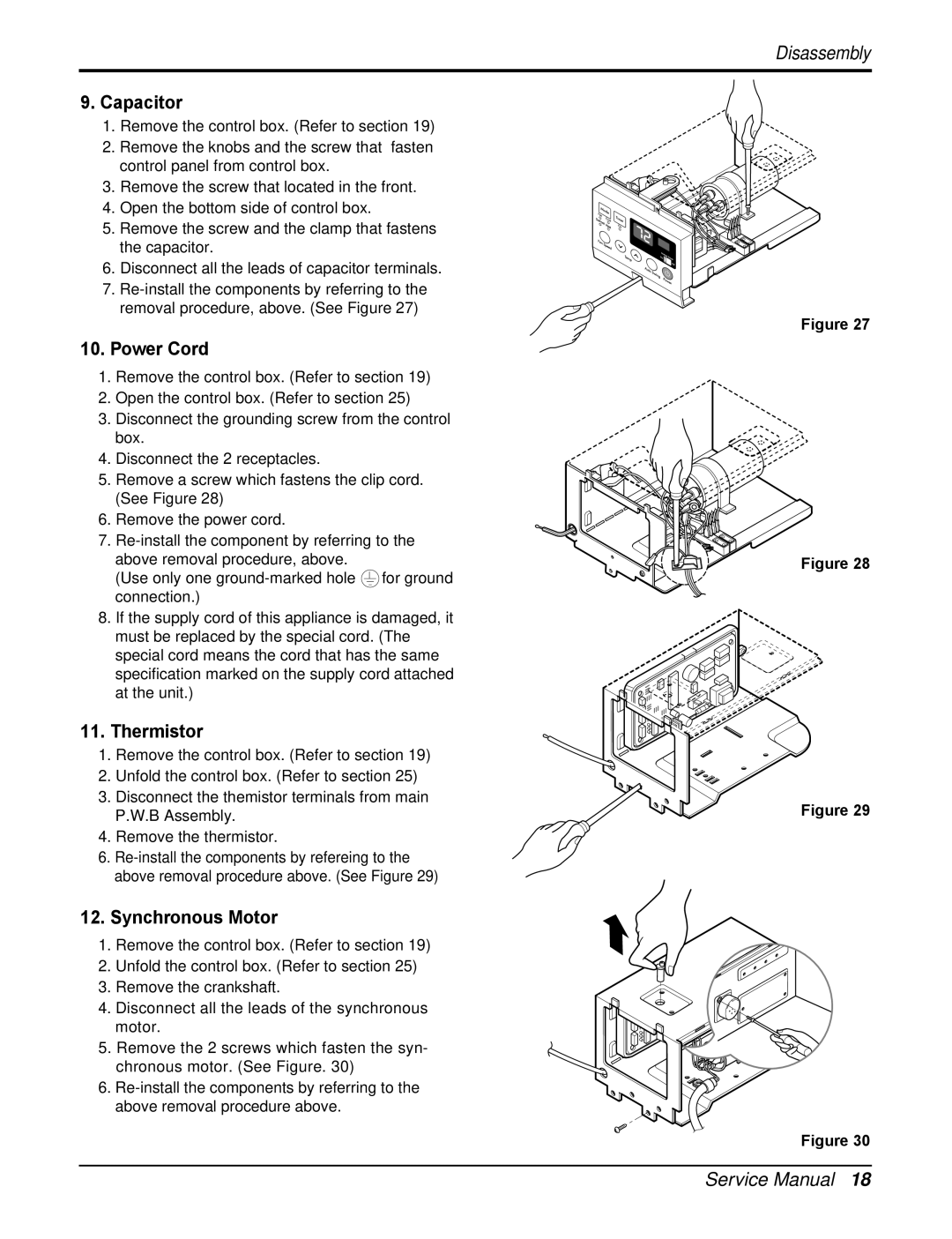 Heat Controller RAD-243A, RAD-183A service manual Capacitor, Power Cord, Thermistor, Synchronous Motor 