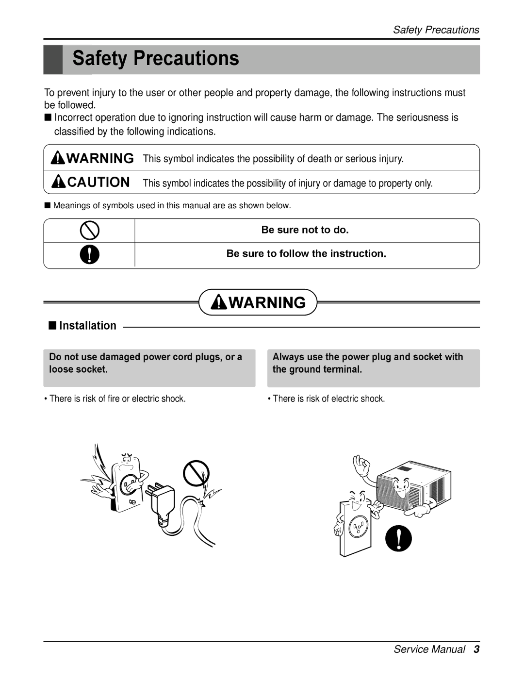 Heat Controller RAD-183A, RAD-243A service manual Safety Precautions, Be sure not to do Be sure to follow the instruction 