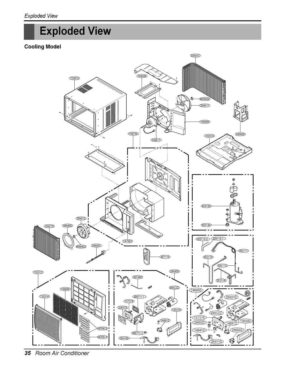 Heat Controller RAD-183A, RAD-243A service manual Exploded View, Cooling Model 