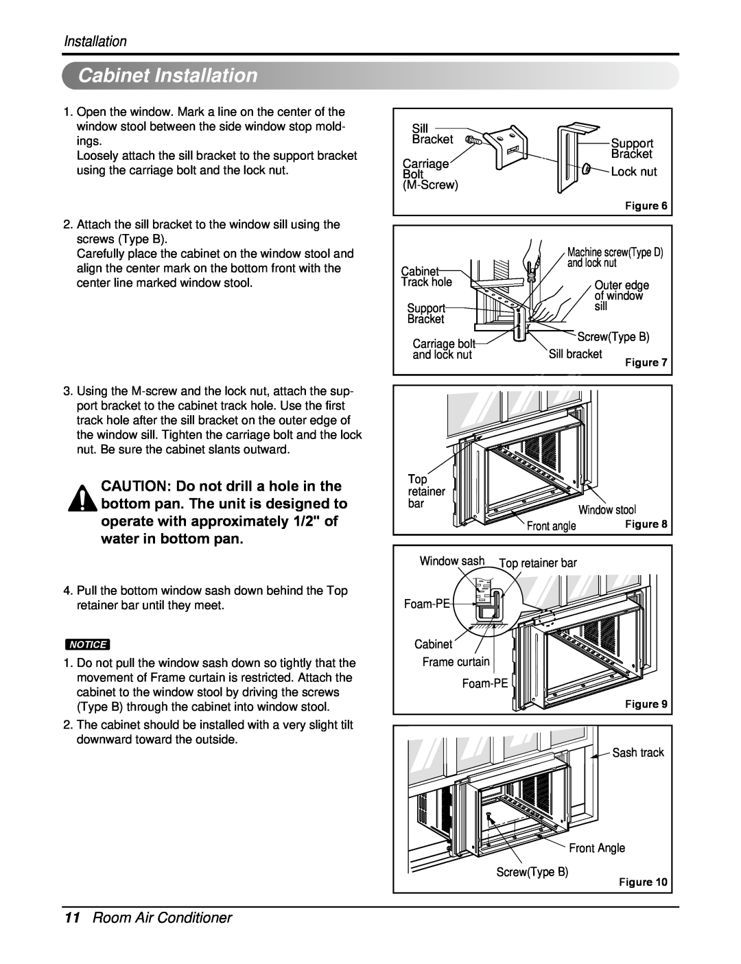 Heat Controller RAD-183A, RAD-243A service manual Cabinet Installation, 11Room Air Conditioner 