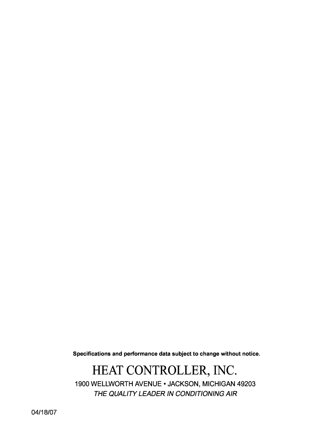 Heat Controller RAD-243A, RAD-183A +$7&21752//5,1&,  // 257+$918‡-$&.6210,&+,*$1, 04/18/07 