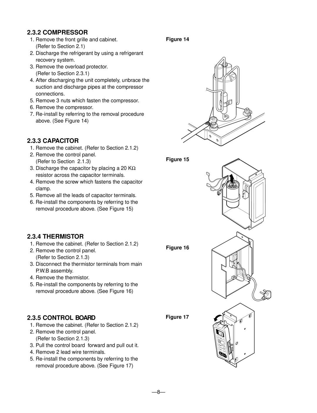 Heat Controller RADS-51B manual Compressor, Capacitor, Thermistor, Control Board 