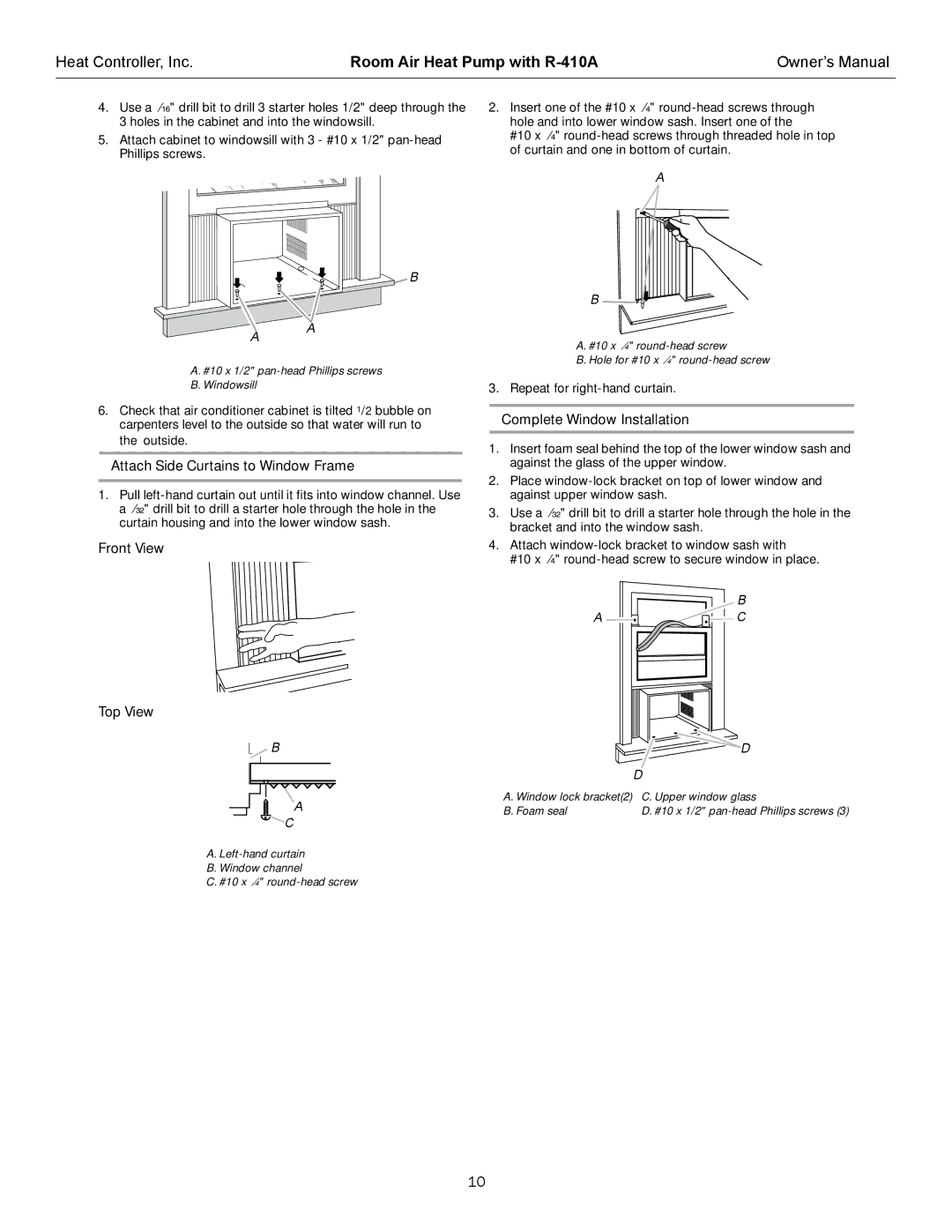 Heat Controller RAH-123G Attach Side Curtains to Window Frame, Front View Top View, Complete Window Installation 