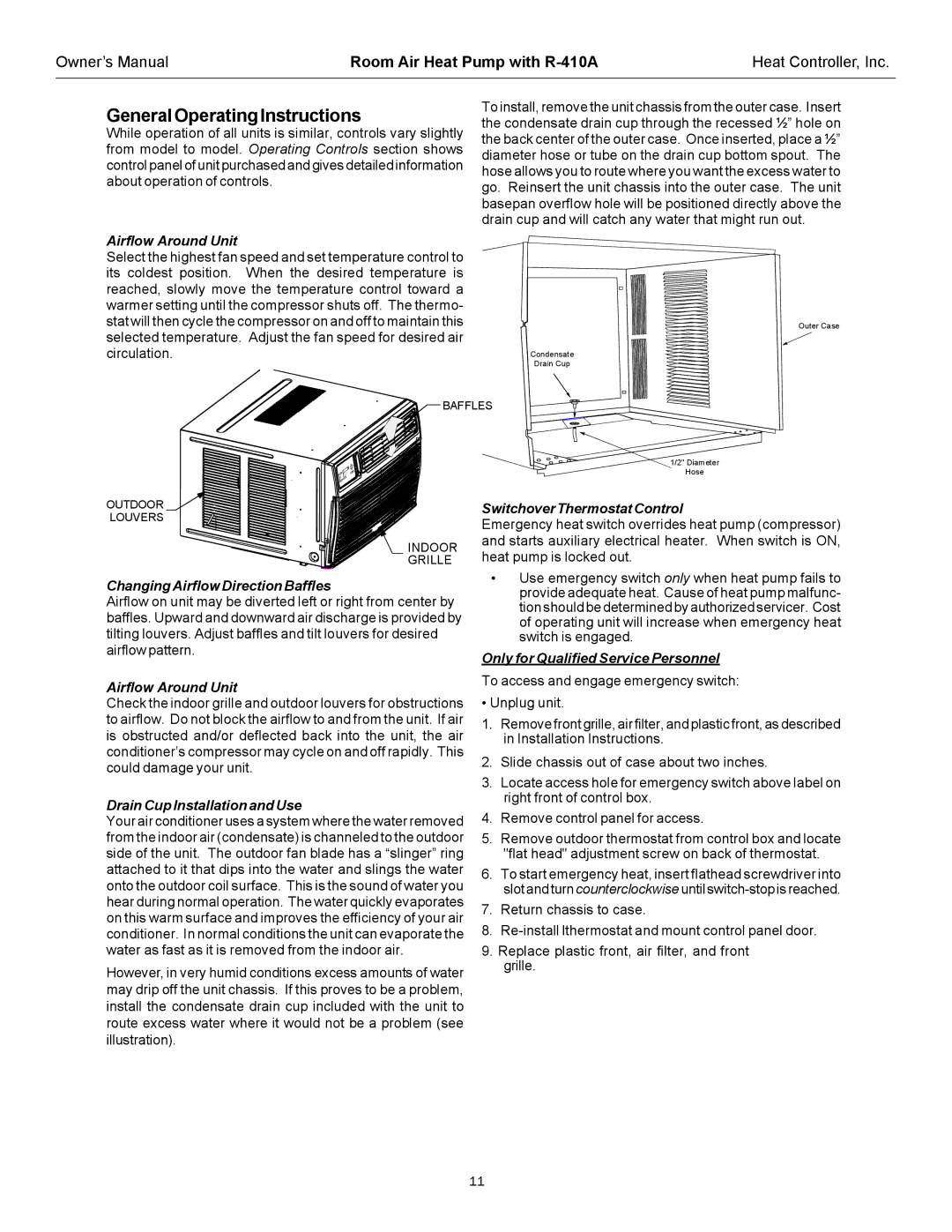 Heat Controller RAH-123G owner manual GeneralOperatingInstructions 