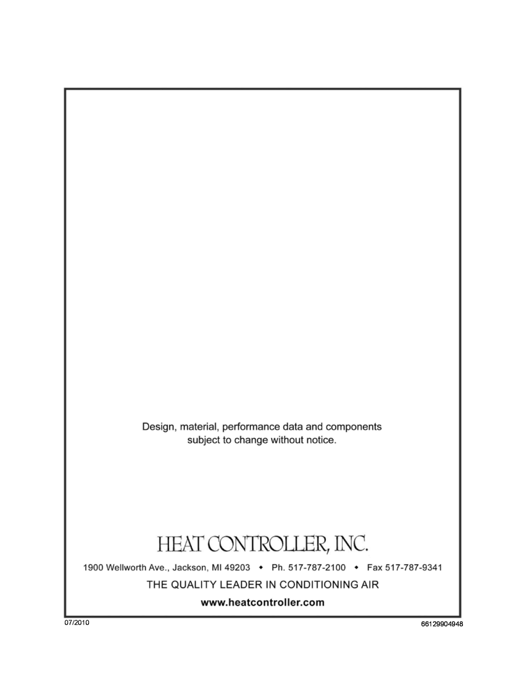 Heat Controller RAH-123G owner manual 07/2010, 66129904948 