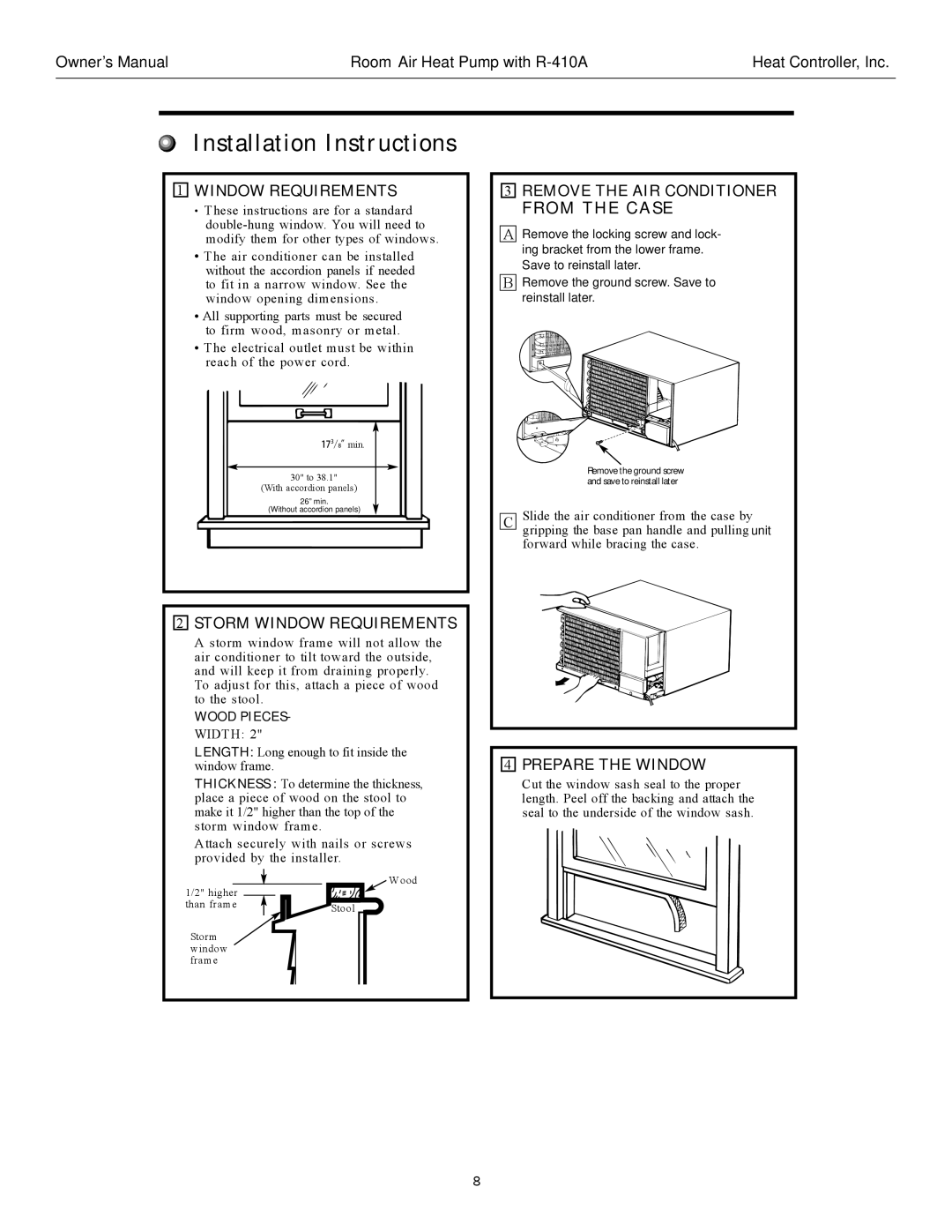 Heat Controller RAH-183G owner manual Installation Instructions 