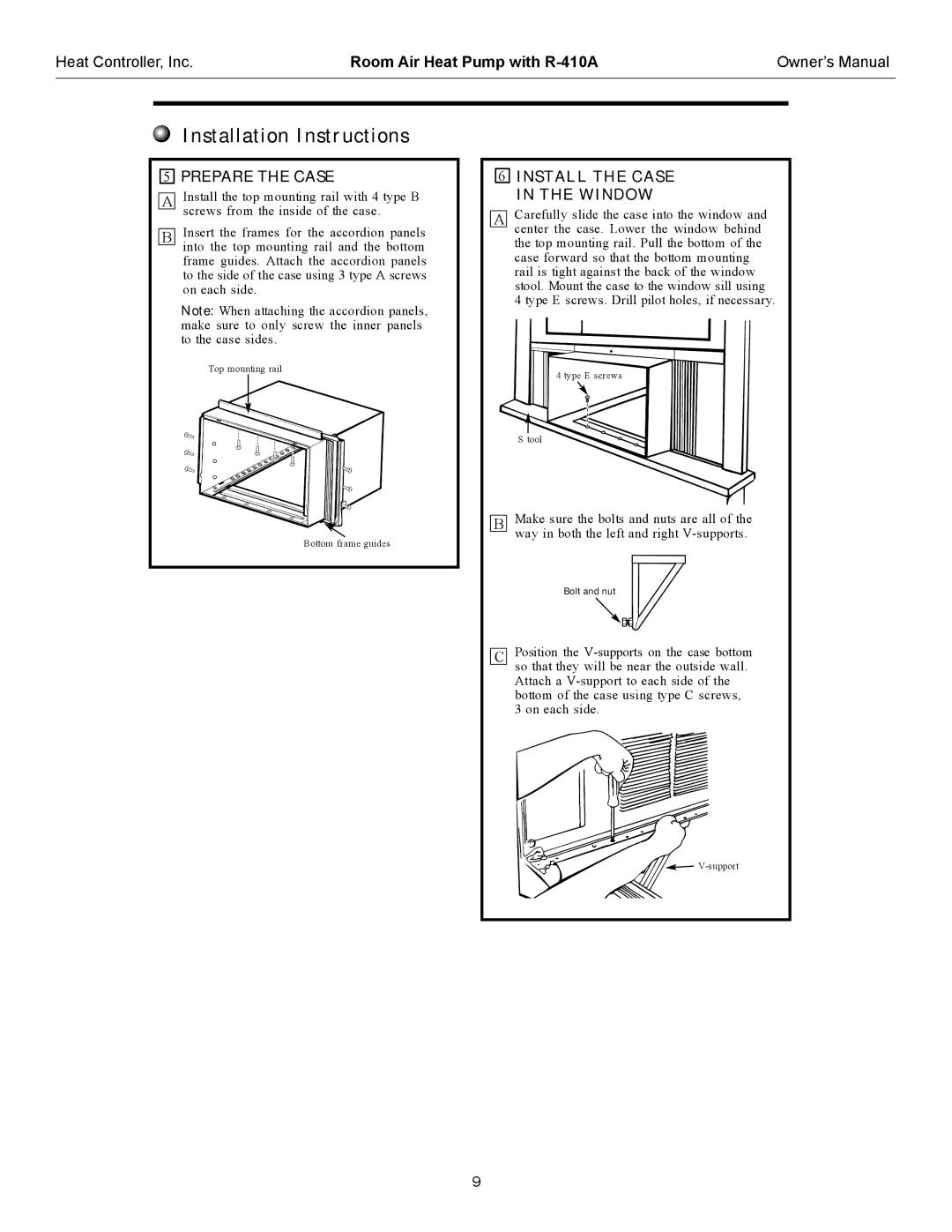 Heat Controller RAH-183G owner manual Installation Instructions 