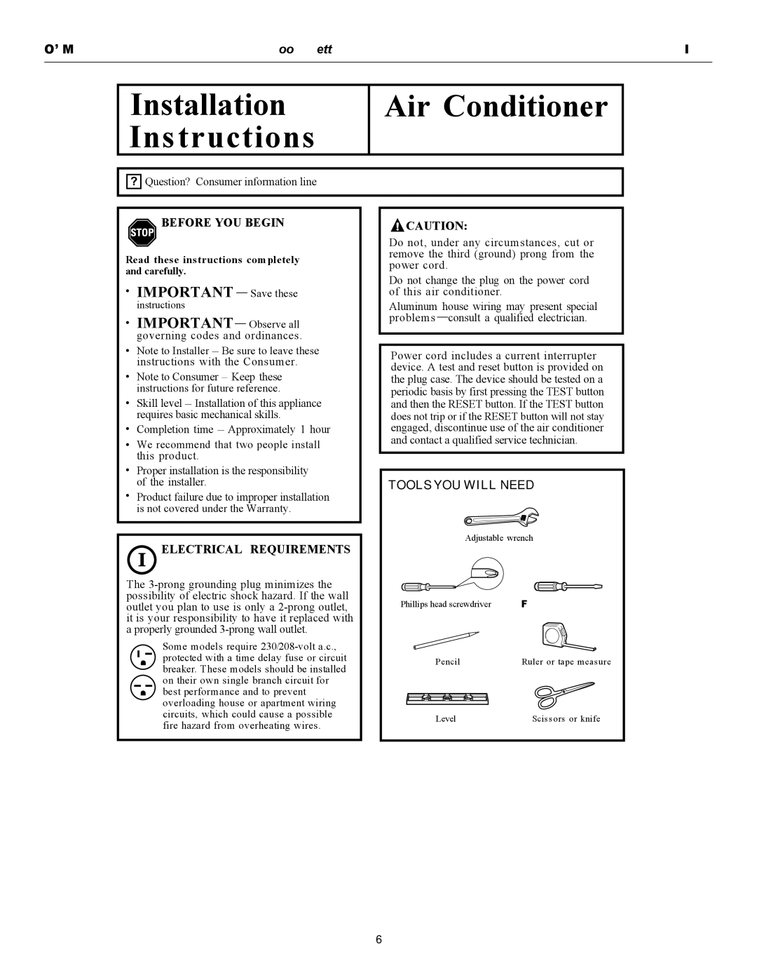 Heat Controller RAH-183G owner manual Installation Instructions Air Conditioner 