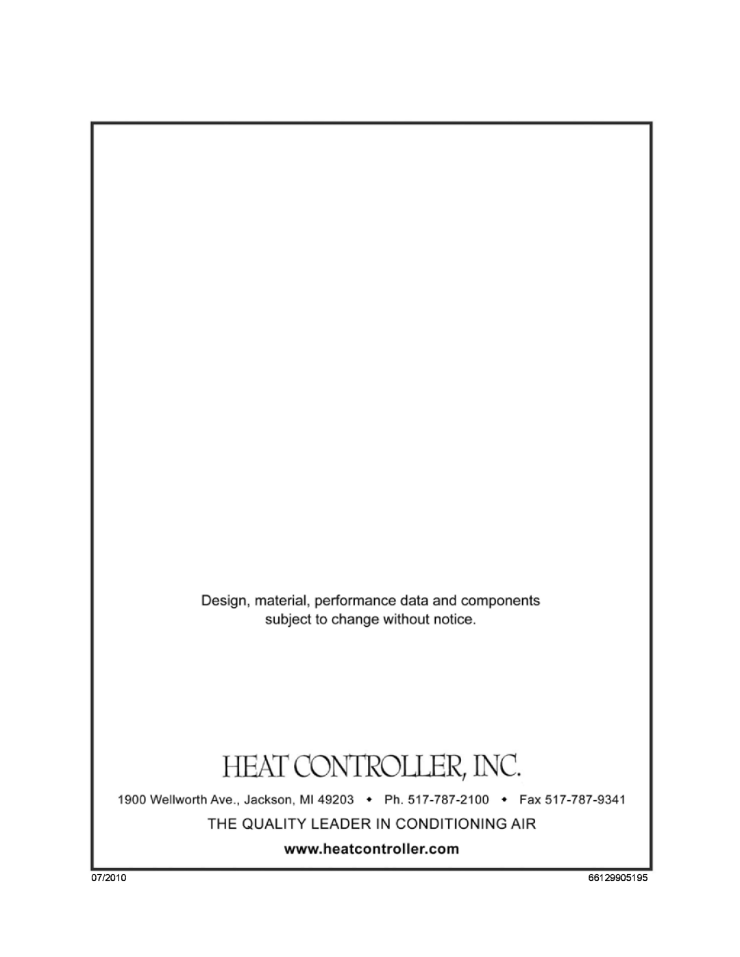 Heat Controller RAH-183G owner manual 07/2010, 66129905195 