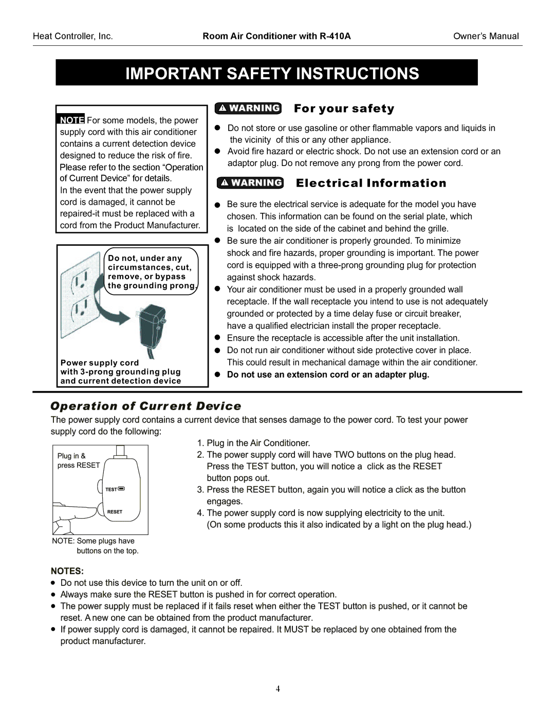 Heat Controller REG-183H, RADS-183H, RADS-151H, REG-253H, RADS-253H manual Importantsafety Instructions 