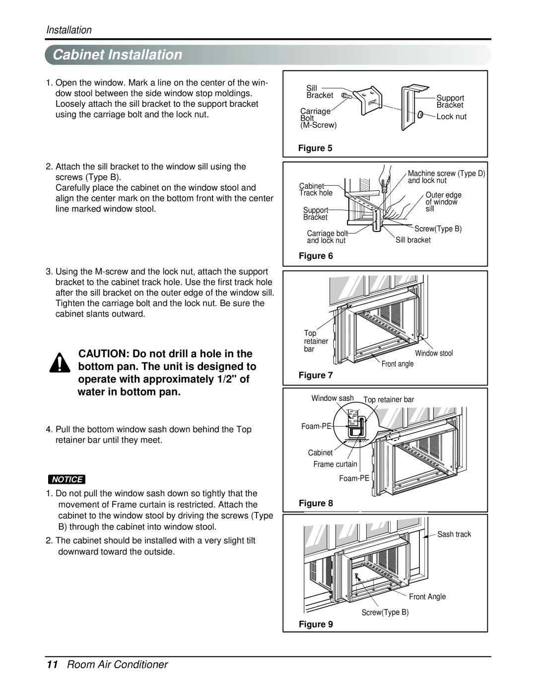 Heat Controller REG-243A, REG-183A manual Cabinet Installation, Line marked window stool 