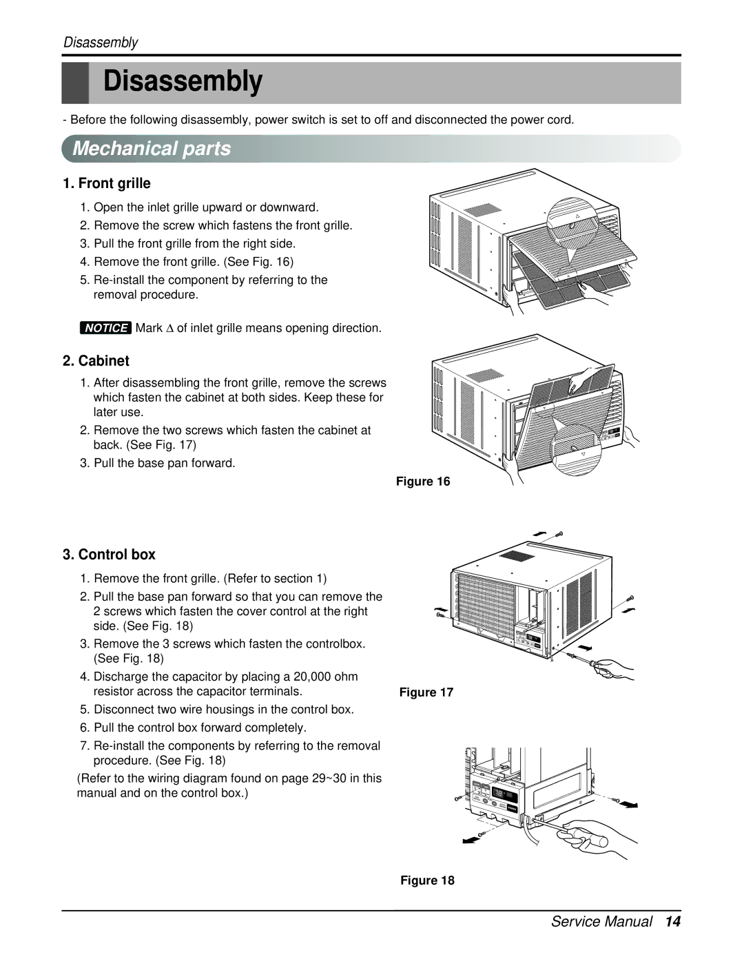 Heat Controller REG-183A, REG-243A manual Disassembly, Mechanical parts 