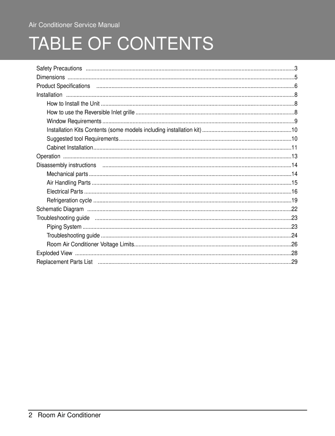 Heat Controller REG-243A, REG-183A manual Table of Contents 