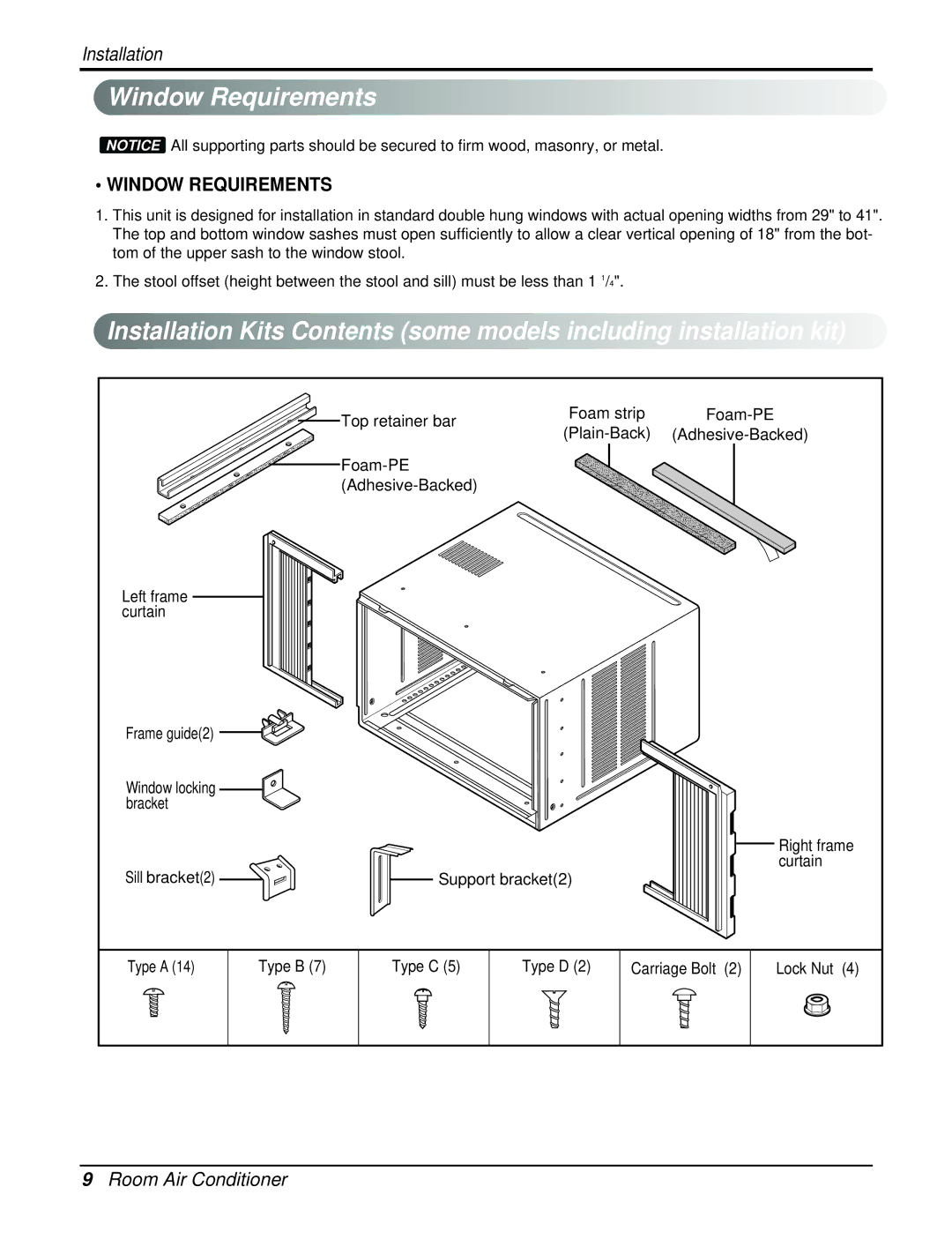 Heat Controller REG-243A, REG-183A manual Window Requirements 