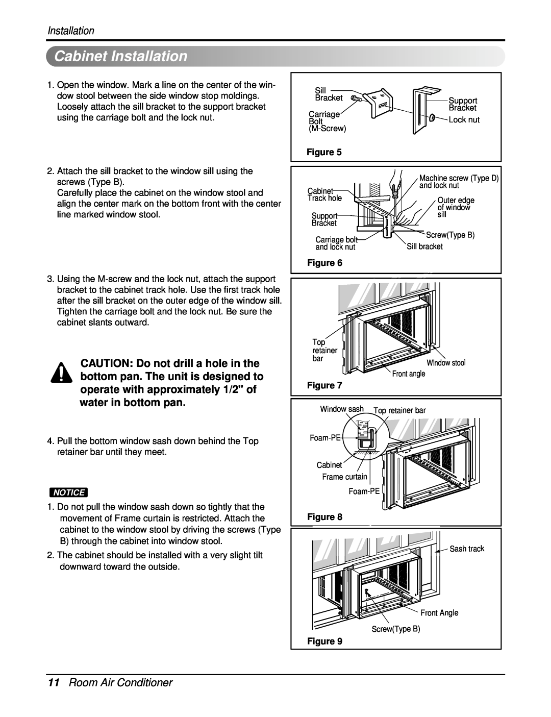 Heat Controller REG-243A, REG-183A manual CabinetInstallation, 11Room Air Conditioner 